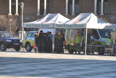 Puesto de Mando Avanzado del GREA en la jornada de prevención en Sevilla