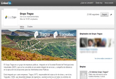 Perfil de la página del Grupo Tragsa en Linkedin